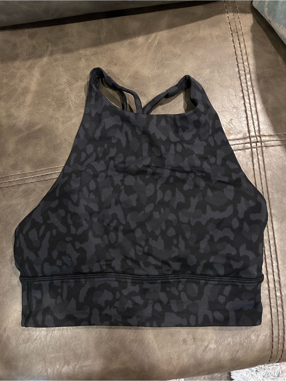 Lululemon High-Neck Black Patterned Sports Bralette